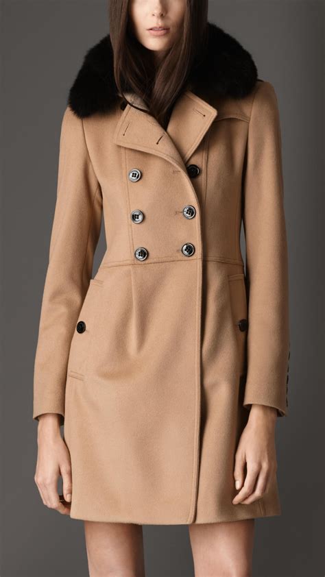 burberry pleat detail wool cashmere pea coat|Burberry wool coats saks.